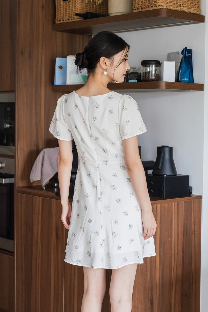 Eulalie Floral Pintuck Ribbon Dress
