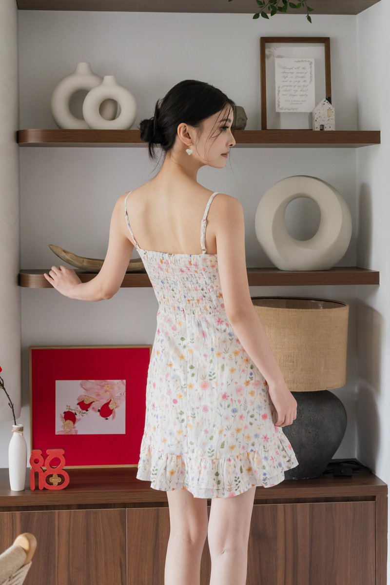 Sakura Floral Embroidery Camisole Dress In Pink