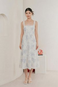 Parisa Sleeveless Crochet Midi Dress In Blue