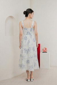 Parisa Sleeveless Crochet Midi Dress In Blue