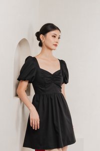 Mimosa Puff Sleeves Dress Romper In Black