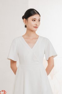 Fika Faux Wrap Dress Romper In White