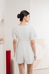 Fika Faux Wrap Dress Romper In White