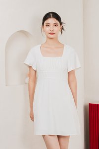 Calantha Ruched Crochet Dress In White