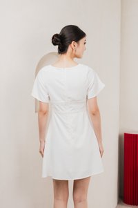 Calantha Ruched Crochet Dress In White