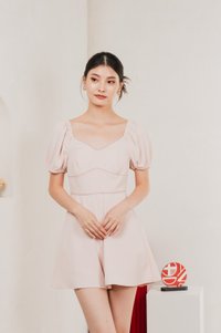Claribel Empire Waist Romper In Blush Pink