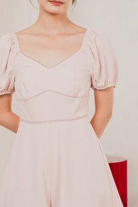 Claribel Empire Waist Romper In Blush Pink