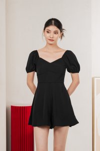 Claribel Empire Waist Romper In Black