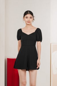 Claribel Empire Waist Romper In Black