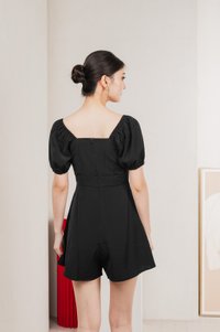 Claribel Empire Waist Romper In Black