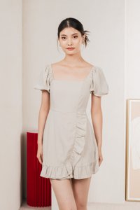 Waverly Ruffles Romper In Sand