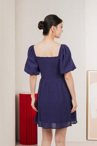 Dewdrop Textured Smocked Dress In Navy