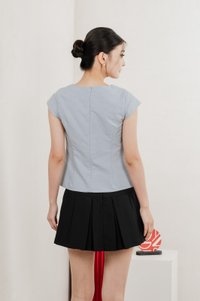 Bluebell Cap Sleeves Button Top In Light Wash