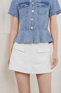 Elfa Denim Panelled Button Top In Dark Wash