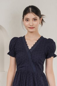 Elowyn Eyelet Sleeve Dress In Navy