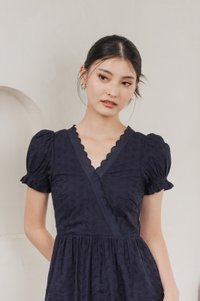 Elowyn Eyelet Sleeve Dress In Navy