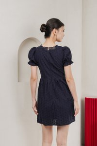 Elowyn Eyelet Sleeve Dress In Navy