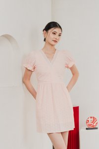 Elowyn Eyelet Sleeve Dress In Pink