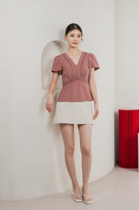Remi Crochet Flare Sleeve Top In Mauve