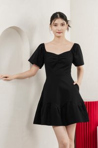 Judith Cotton Sweetheart Dress In Black