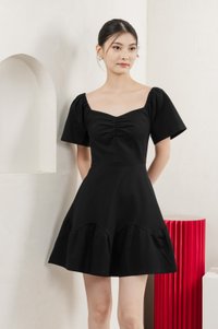 Judith Cotton Sweetheart Dress In Black