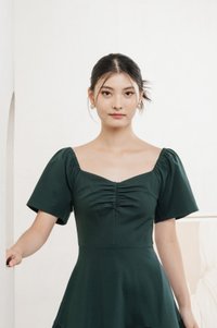 Judith Cotton Sweetheart Dress In Emerald