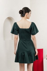 Judith Cotton Sweetheart Dress In Emerald