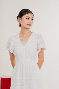 Kathryn Crochet Eyelet Midi Dress In White