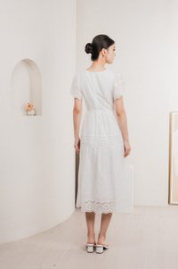 Kathryn Crochet Eyelet Midi Dress In White