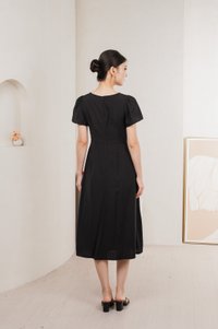 Remi Crochet Flare Sleeve Midi Dress In Black