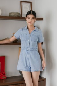 Virginia Button Denim Romper