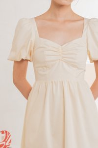 Mimosa Puff Sleeves Dress Romper In Cream