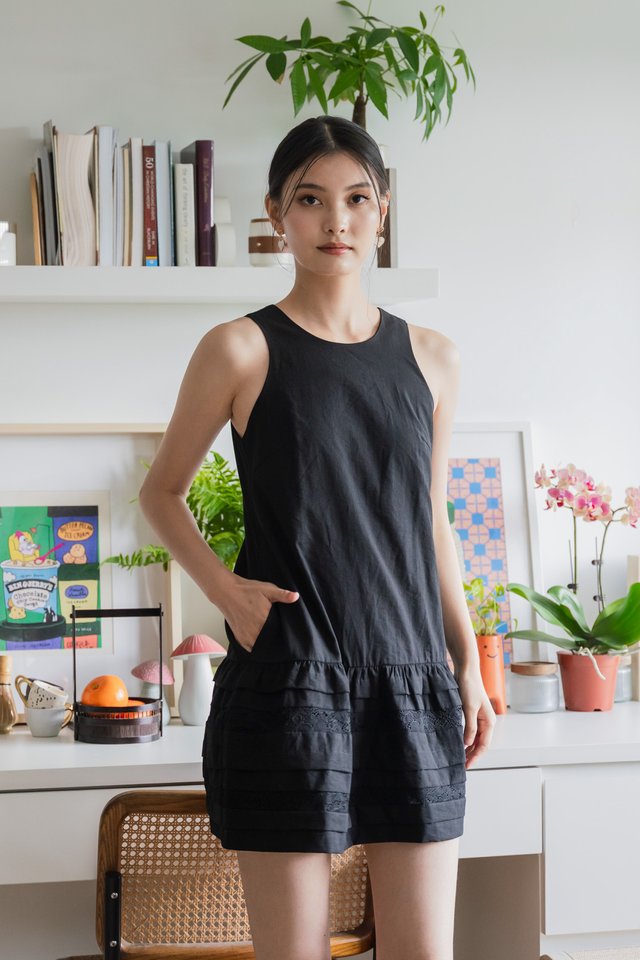 Dusk Dropwaist Lace Dress In Black