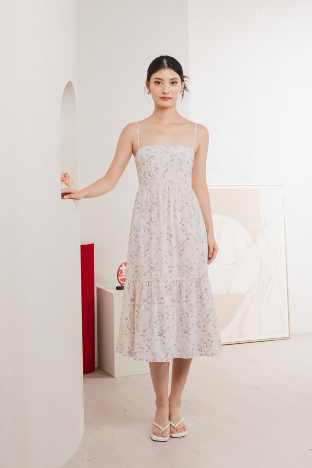 Tayra Floral Print Camisole Midi Dress In Pink