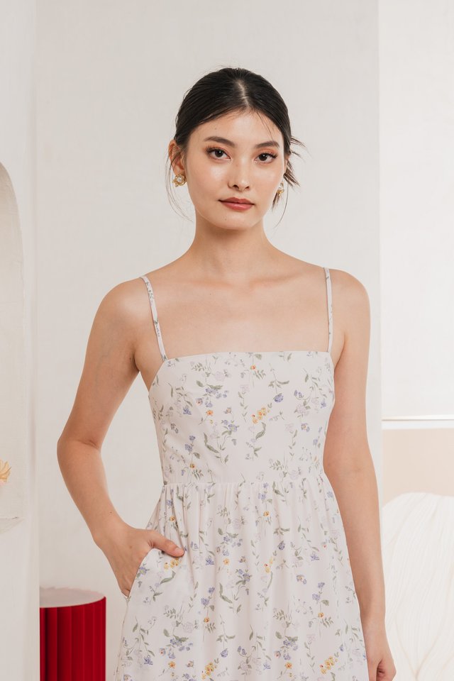 Tayra Floral Print Camisole Midi Dress In Pink