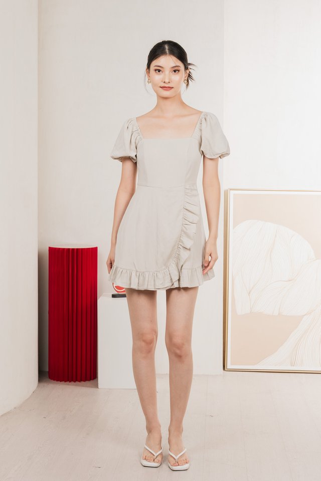 Waverly Ruffles Romper In Sand