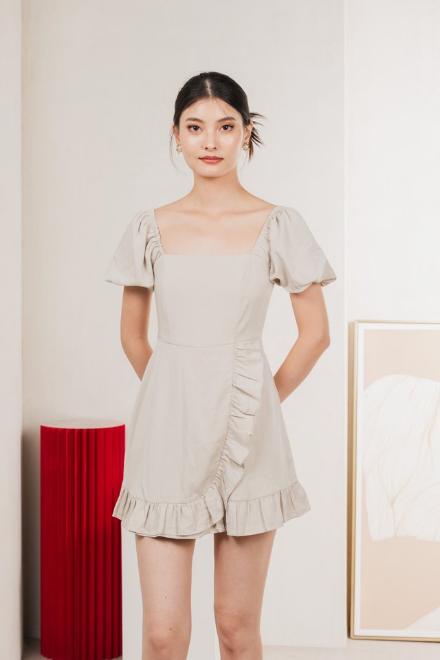 Waverly Ruffles Romper In Sand