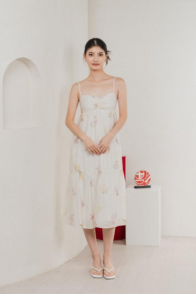 Soft Petals Fleur Sweetheart Camisole Midi Dress