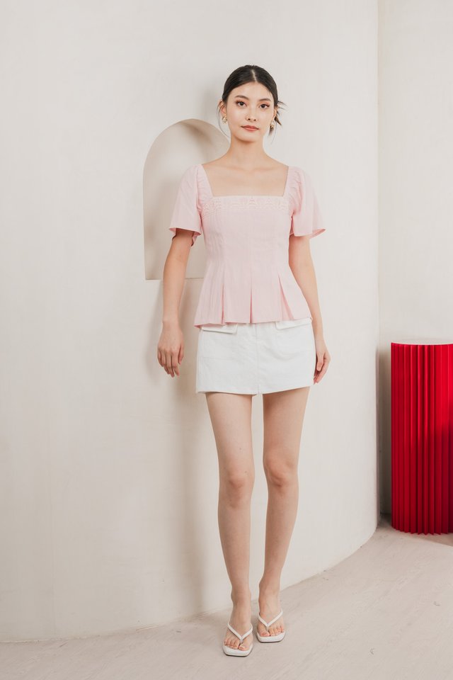 Jacqueline Crochet Top In Soft Pink