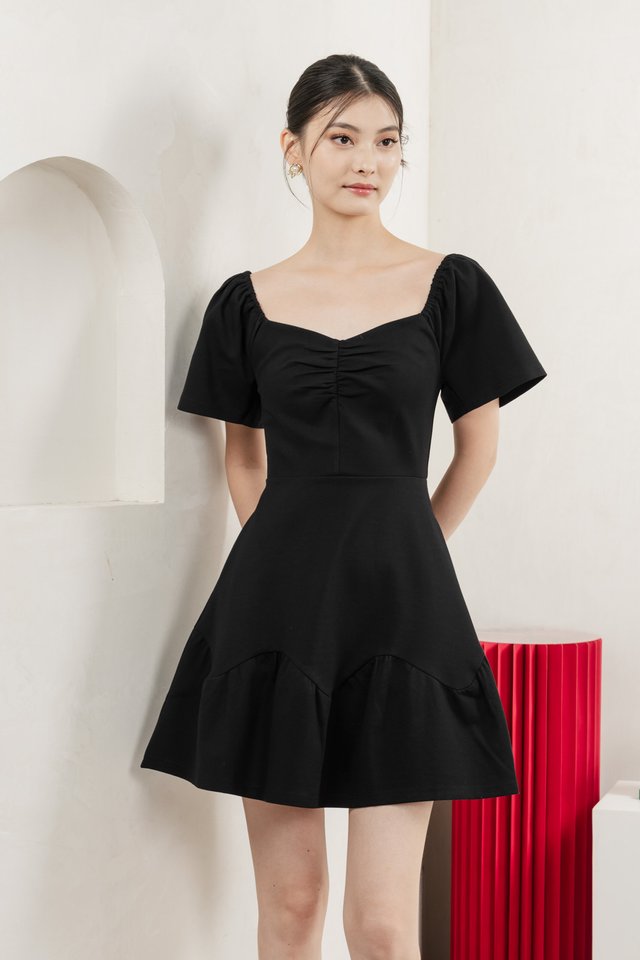Judith Cotton Sweetheart Dress In Black