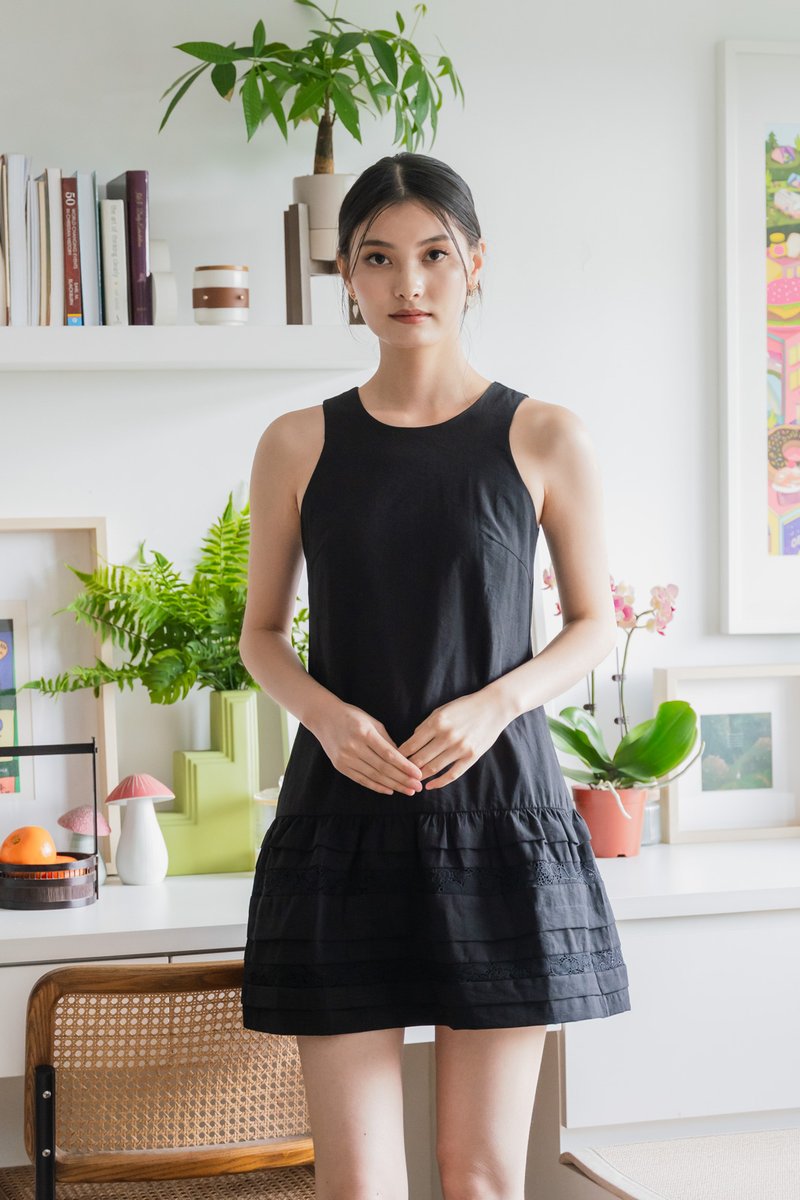 Dusk Dropwaist Lace Dress In Black