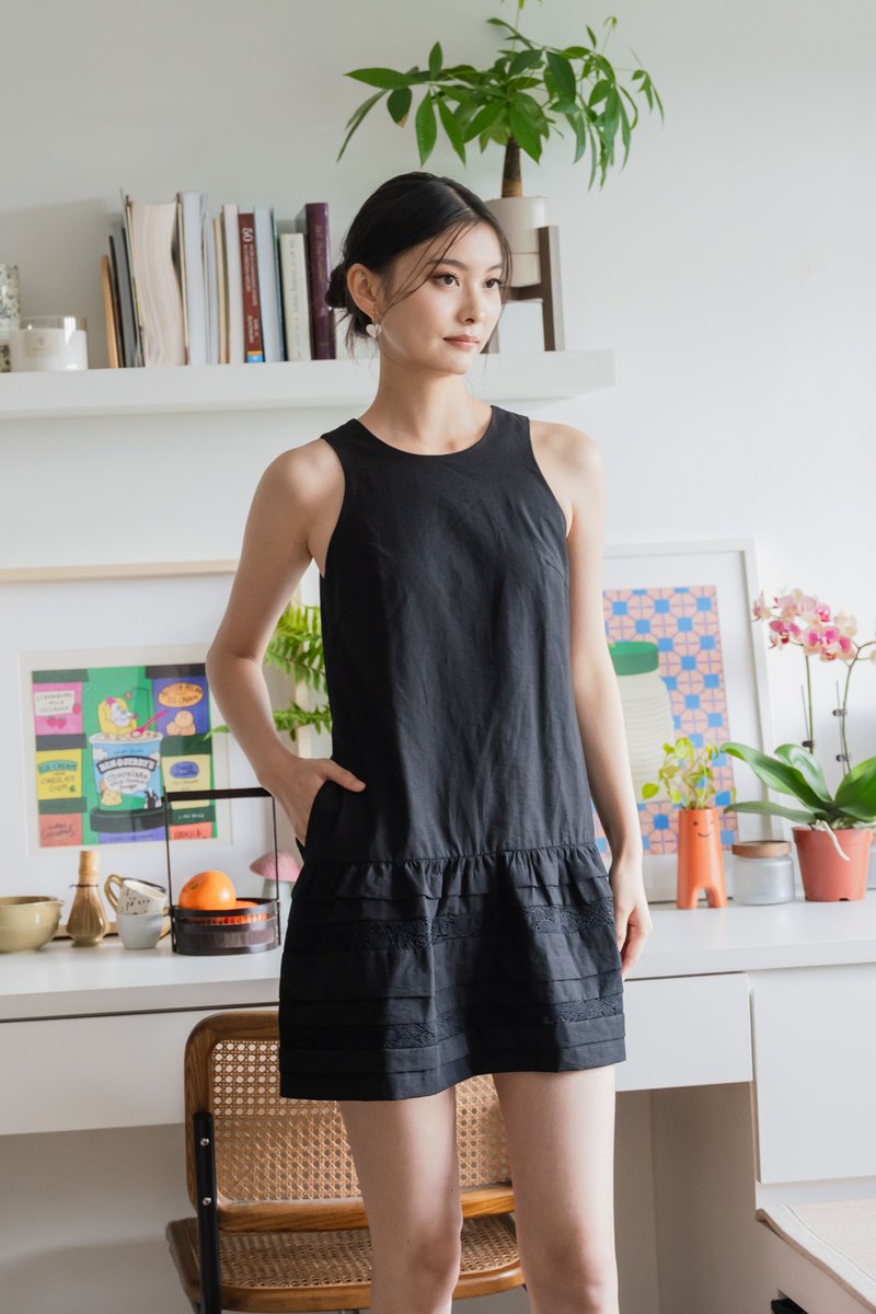 Dusk Dropwaist Lace Dress In Black