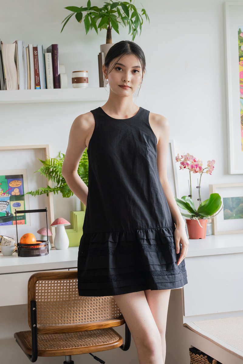 Dusk Dropwaist Lace Dress In Black