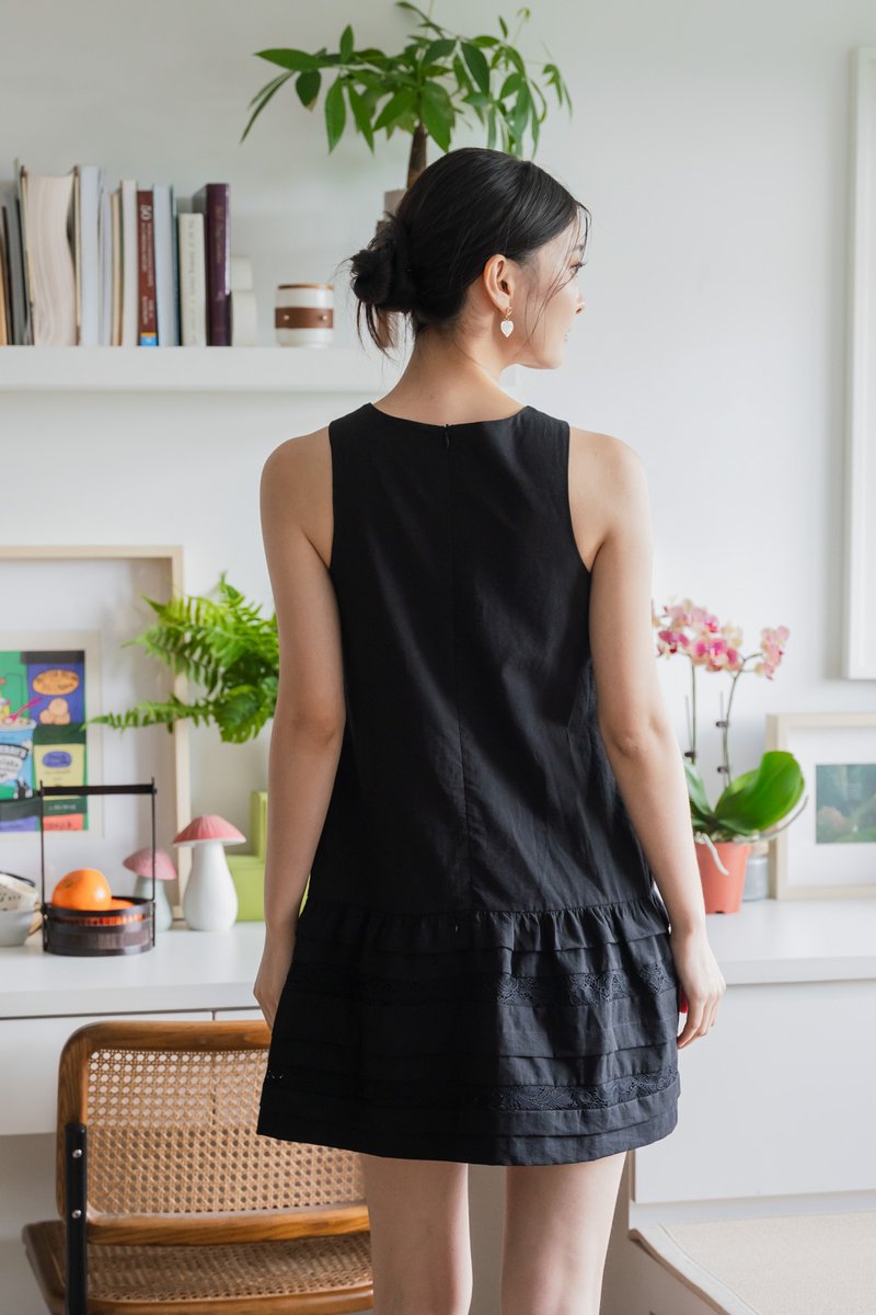 Dusk Dropwaist Lace Dress In Black
