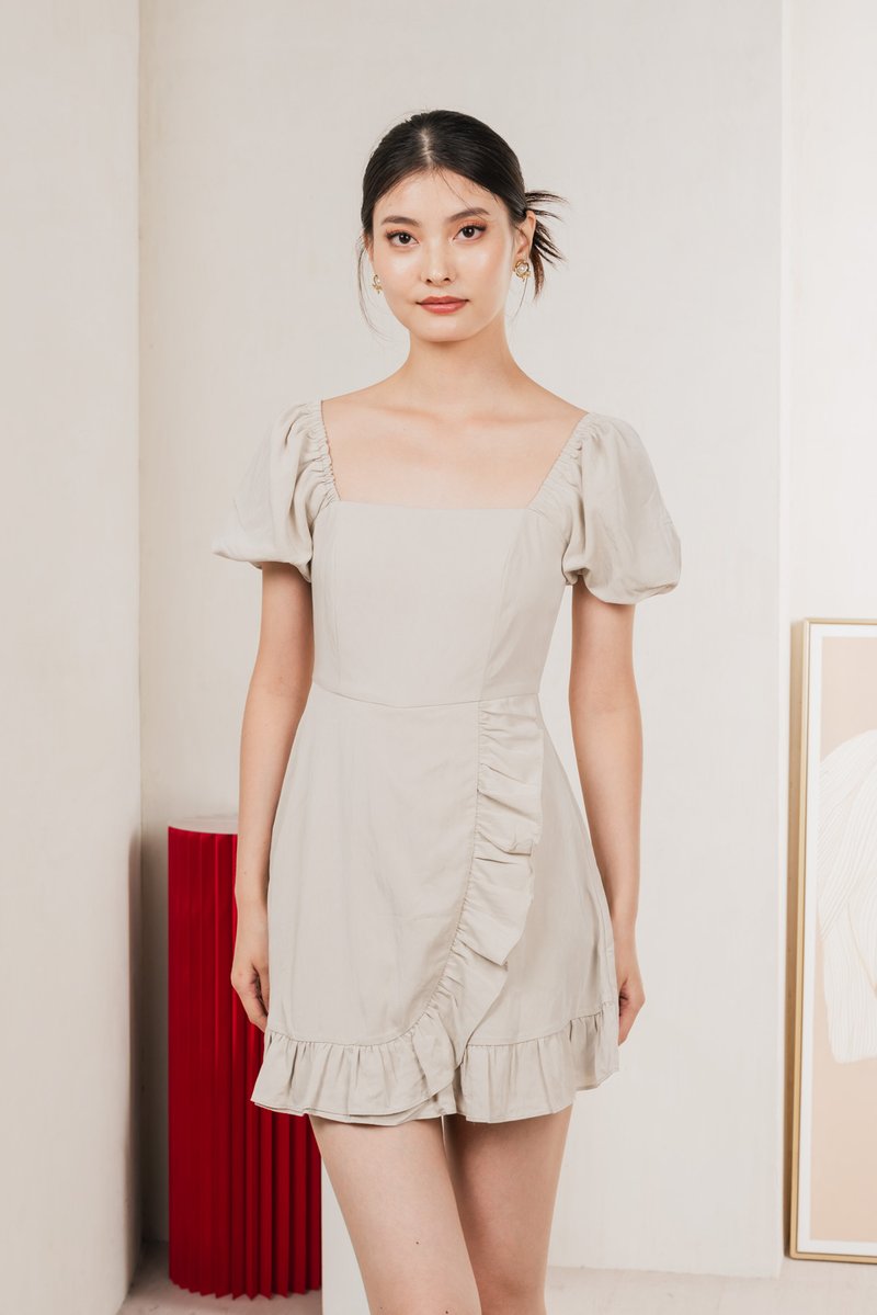 Waverly Ruffles Romper In Sand
