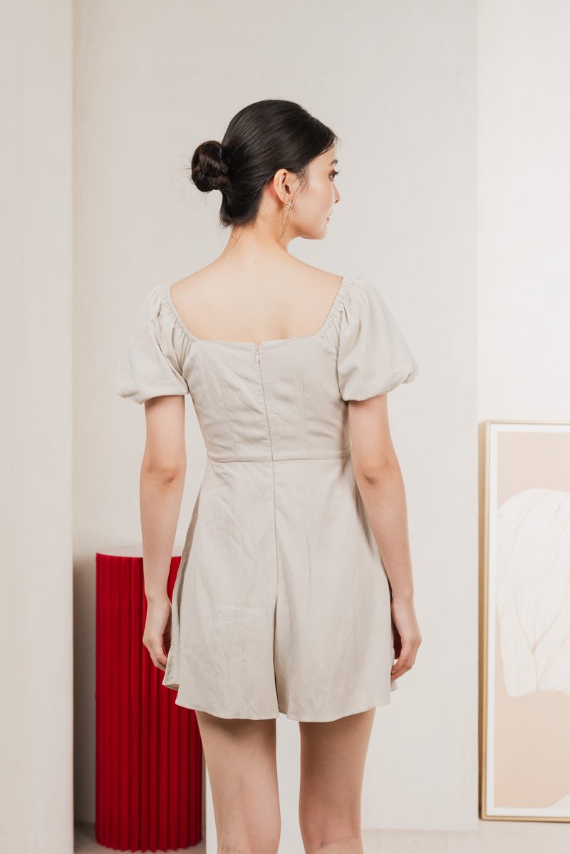Waverly Ruffles Romper In Sand