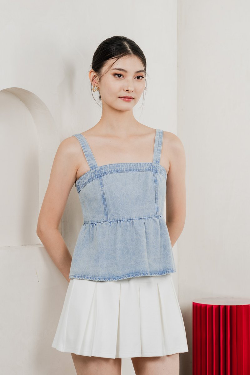 Hannah Denim Babydoll Top
