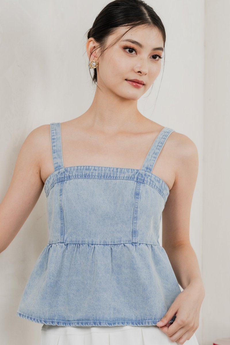 Hannah Denim Babydoll Top