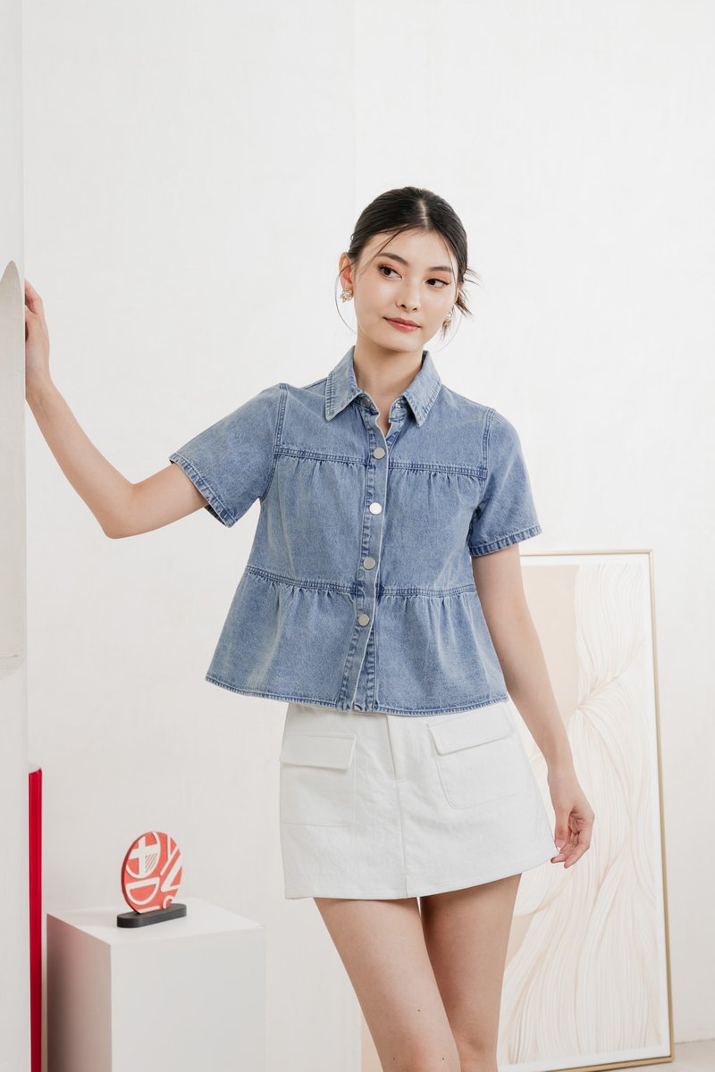 Eirwen Denim Babydoll Top