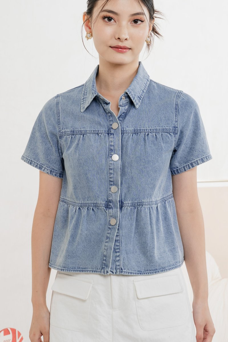 Eirwen Denim Babydoll Top